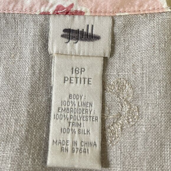 J Jill Women Skirt 16P Linen Mermaid Handkerchief Floral Embellished Cottage - Picture 6 of 12